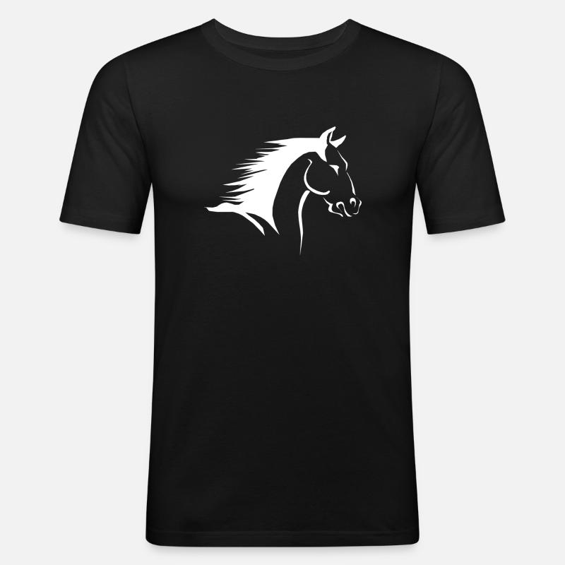 Pferdekopf Silhouette im Kontrast - Männer Slim Fit T-Shirt - Schwarz