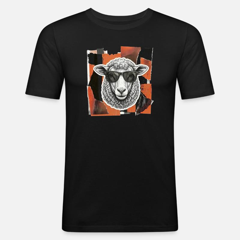 Schaf Schäfchen - Männer Slim Fit T-Shirt - Schwarz