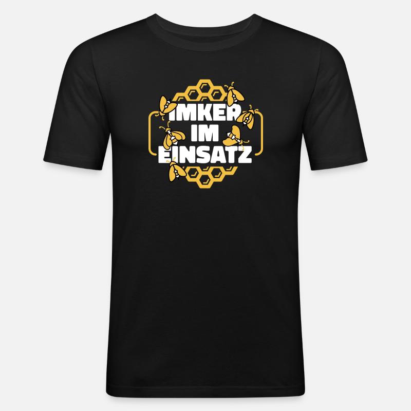 Imker im Einsatz Spruch - Männer Slim Fit T-Shirt - Schwarz