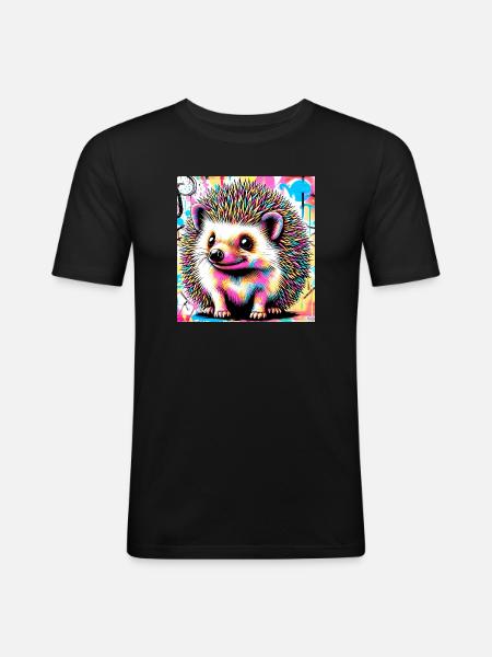 hérisson - T-shirt près du corps Homme - noir