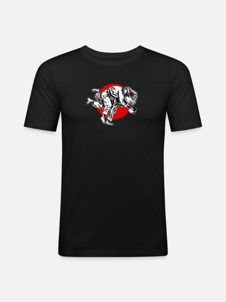 judo-uchi-mata-illu-japan-karstistyle - Men's Slim Fit T-Shirt - black