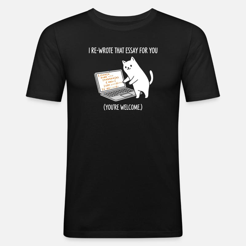 Code cat explique les tâches - T-shirt près du corps Homme - noir