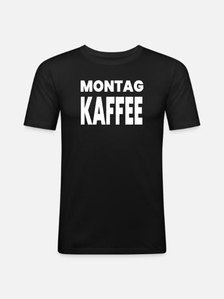 Kaffee - Männer Slim Fit T-Shirt - Schwarz