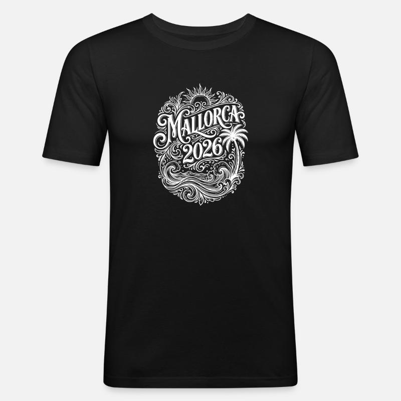 Mallorca 2026 Spruch - Männer Slim Fit T-Shirt - Schwarz