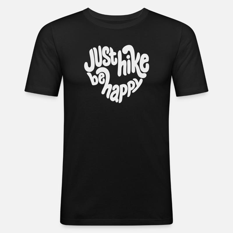 Lettrage Just Hike Be Happy - T-shirt près du corps Homme - noir