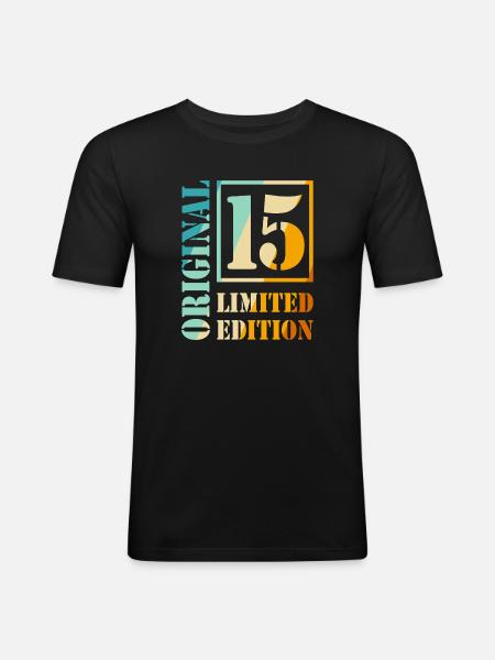 15th Birthday Boy Girl Teenager Level 15 - Men's Slim Fit T-Shirt - black