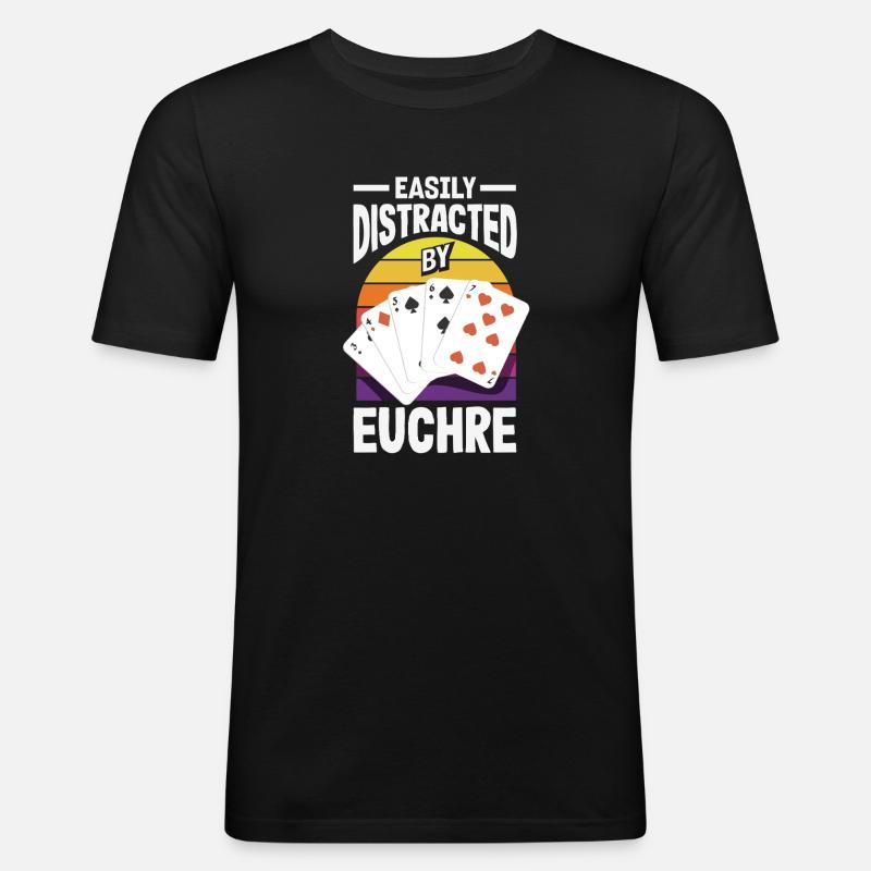 Easily distracted by Euchre - Men's Slim Fit T-Shirt - black