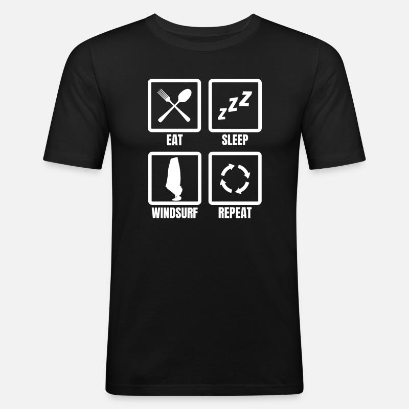 Eat Sleep Windsurf Repeat - Männer Slim Fit T-Shirt - Schwarz