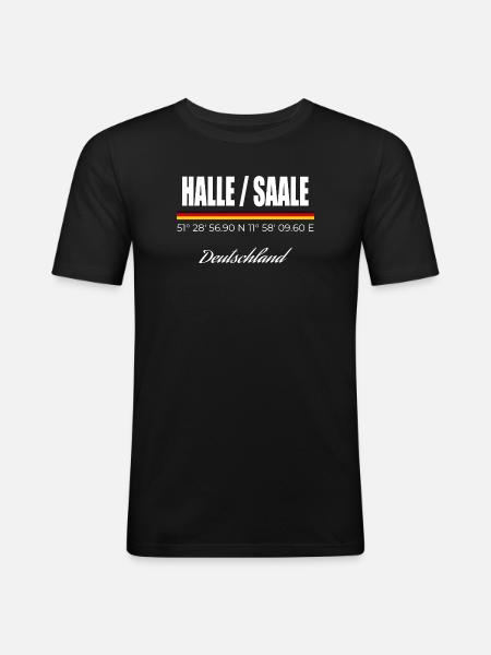 Halle / Saale - Männer Slim Fit T-Shirt - Schwarz