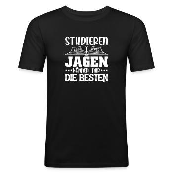 Jäger Jagdspruch Jagen Spruch Lustig - Männer Slim Fit T-Shirt - Schwarz - Vorne - Nik (191cm)