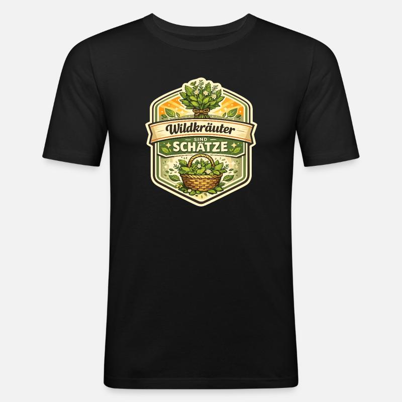 Wildkräuter sind Schätze - Männer Slim Fit T-Shirt - Schwarz
