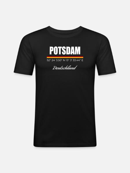 Potsdam - Männer Slim Fit T-Shirt - Schwarz