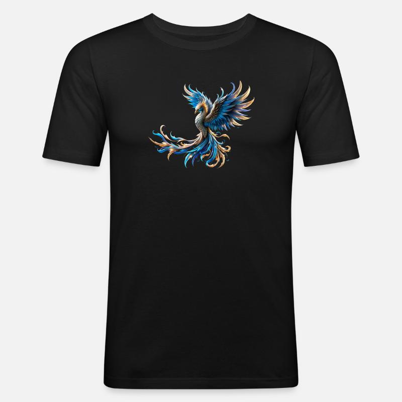 Feuerblauer Phönix - Männer Slim Fit T-Shirt - Schwarz