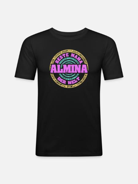 Beste Mama der Welt Allmina - Männer Slim Fit T-Shirt - Schwarz