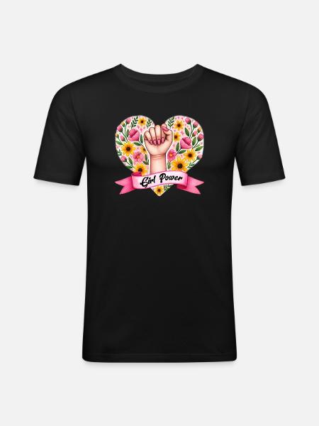 Frauenpower - Männer Slim Fit T-Shirt - Schwarz