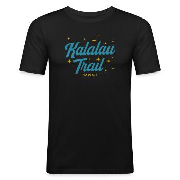 Kalalau Trail Hawaii Schrift und Sterne - Männer Slim Fit T-Shirt - Schwarz - Vorne - Nik (191cm)