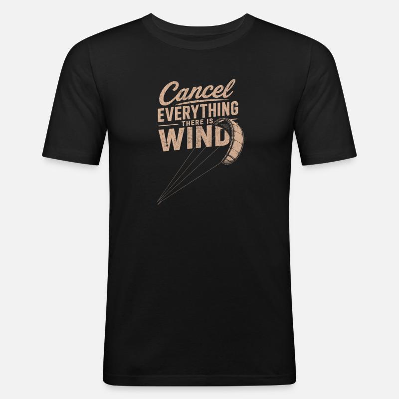 Windspruch Graphic: Cancel Everything Wind - Men's Slim Fit T-Shirt - black