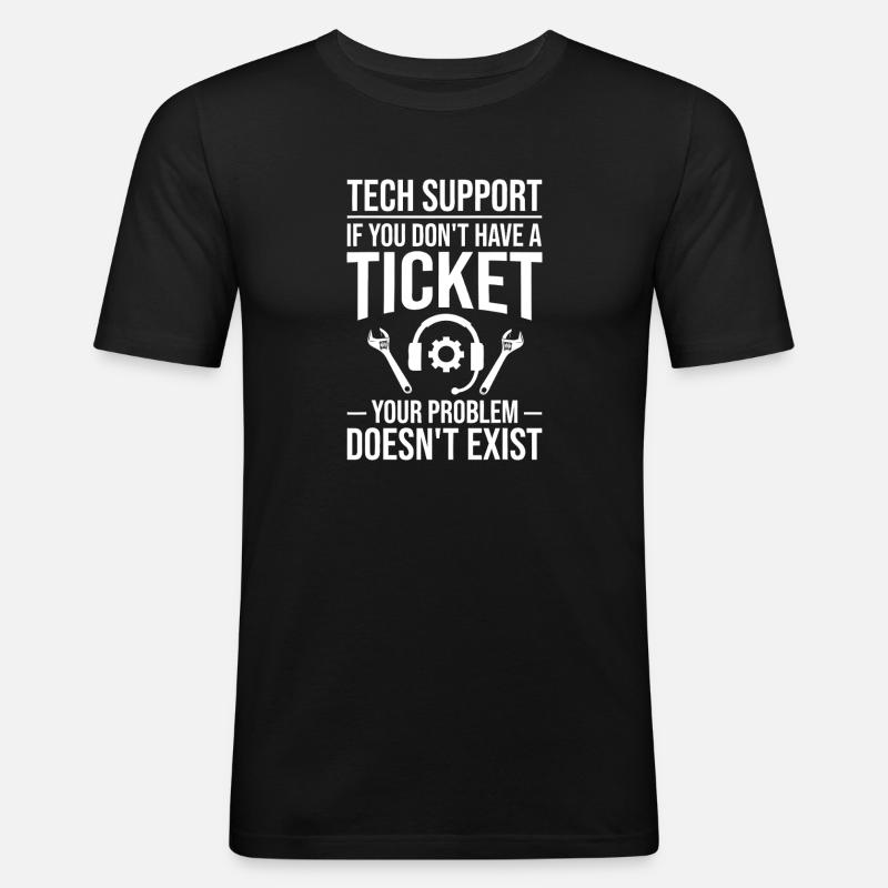 Technik-Support-Ticket-Meme - Männer Slim Fit T-Shirt - Schwarz