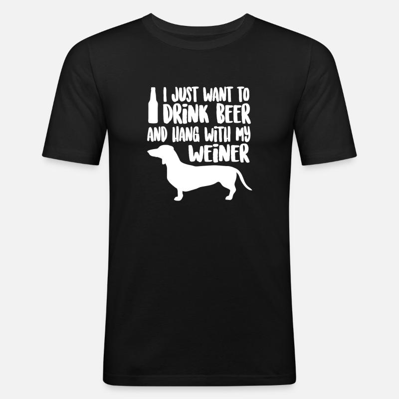 Bier- und Wiener-Dackel-Tee - Männer Slim Fit T-Shirt - Schwarz