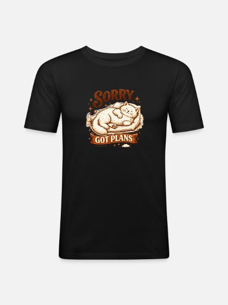 Le chat dort : Désolé, j’ai des plans Procrastination - T-shirt près du corps Homme - noir