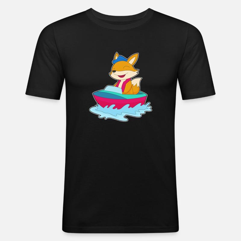 Fuchs kleines Boot - Männer Slim Fit T-Shirt - Schwarz