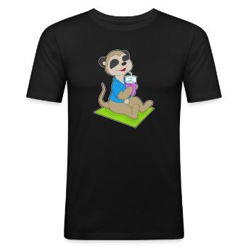 Erdmännchen Strand Getränk Sommer - Männer Slim Fit T-Shirt - Schwarz - Vorne - Nik (191cm)