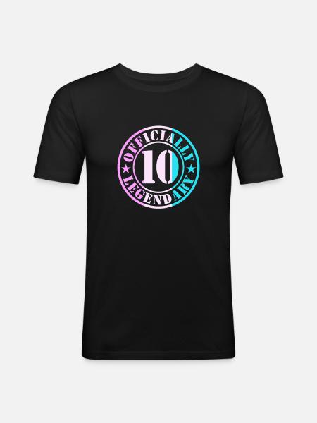 10-årsdags pojkflicka-legend nivå 10 - Slim Fit T-shirt herr - svart