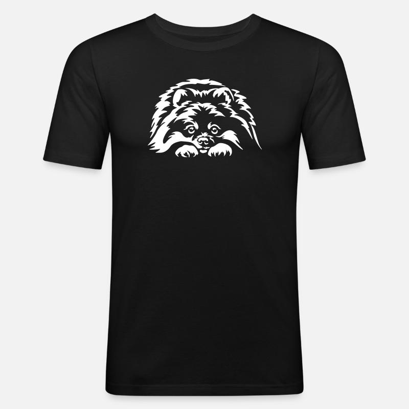 Zwergspitz "Black Edition" - Männer Slim Fit T-Shirt - Schwarz