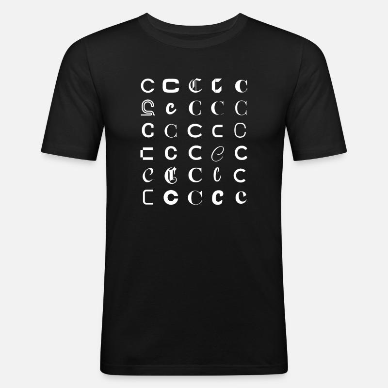 Zestaw monogramów Typografii C Glify - Obcisła koszulka męska - czarny