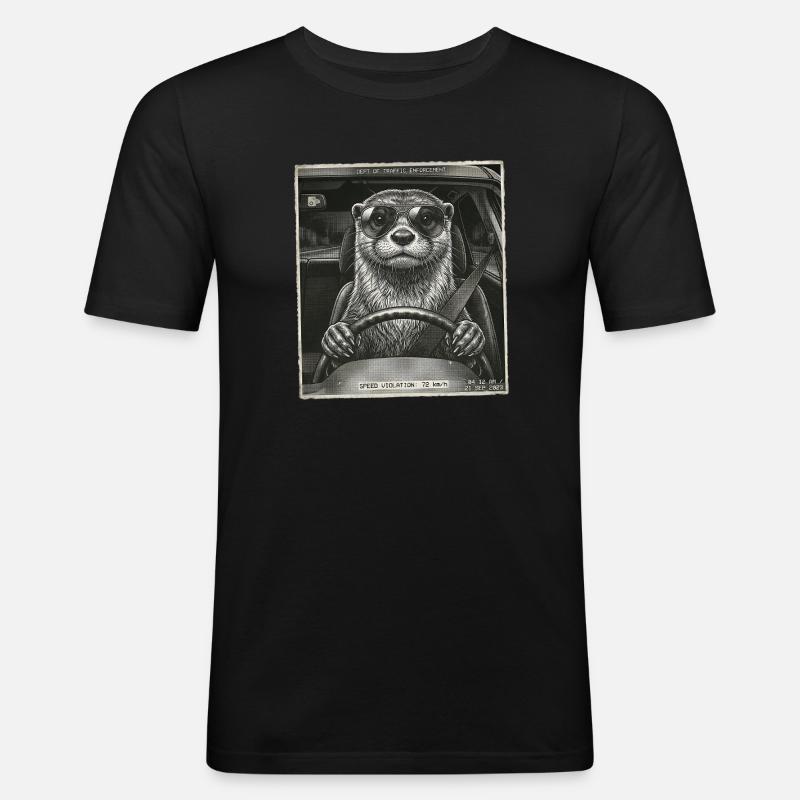 Otter Flashed - T-shirt près du corps Homme - noir