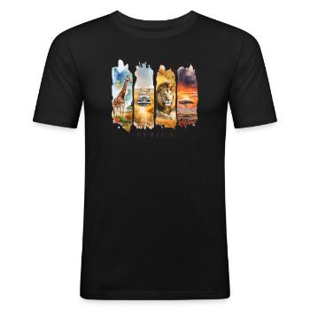 Motif de voyage en Afrique – Safari Wildlife Design - T-shirt près du corps Homme - noir - Devant - Nik (191cm)