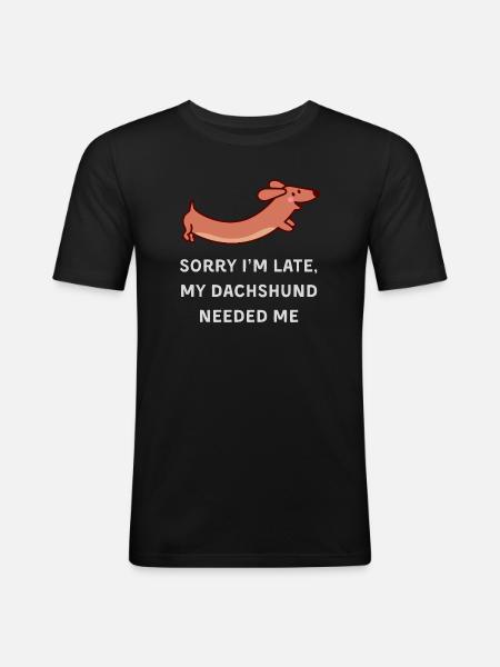 Dachshund Delay - Men's Slim Fit T-Shirt - black