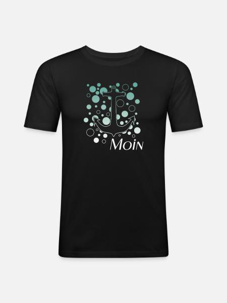 Anker mit Blasen Moin Design - Männer Slim Fit T-Shirt - Schwarz