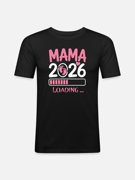 Mama 2026 Schwanger - Männer Slim Fit T-Shirt - Schwarz