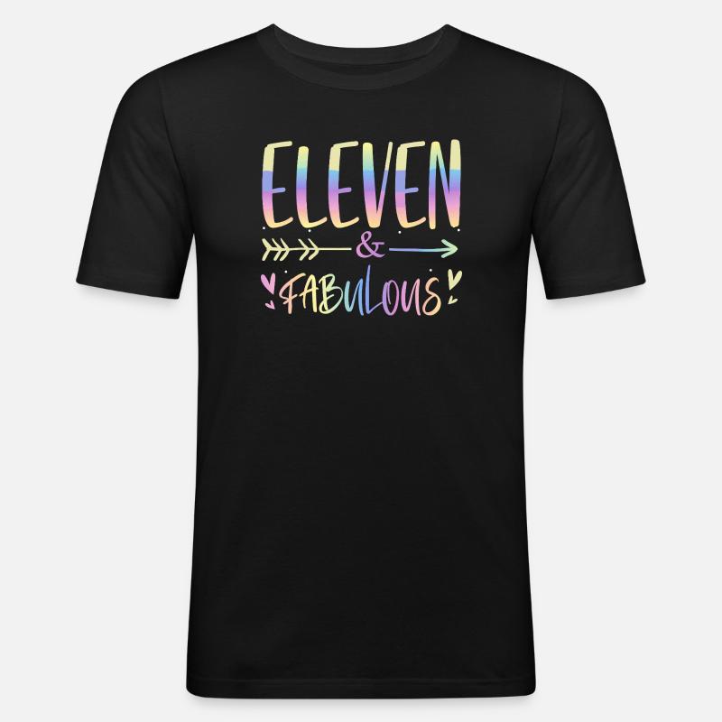 Eleven & Fabulous Rainbow Script - Men's Slim Fit T-Shirt - black