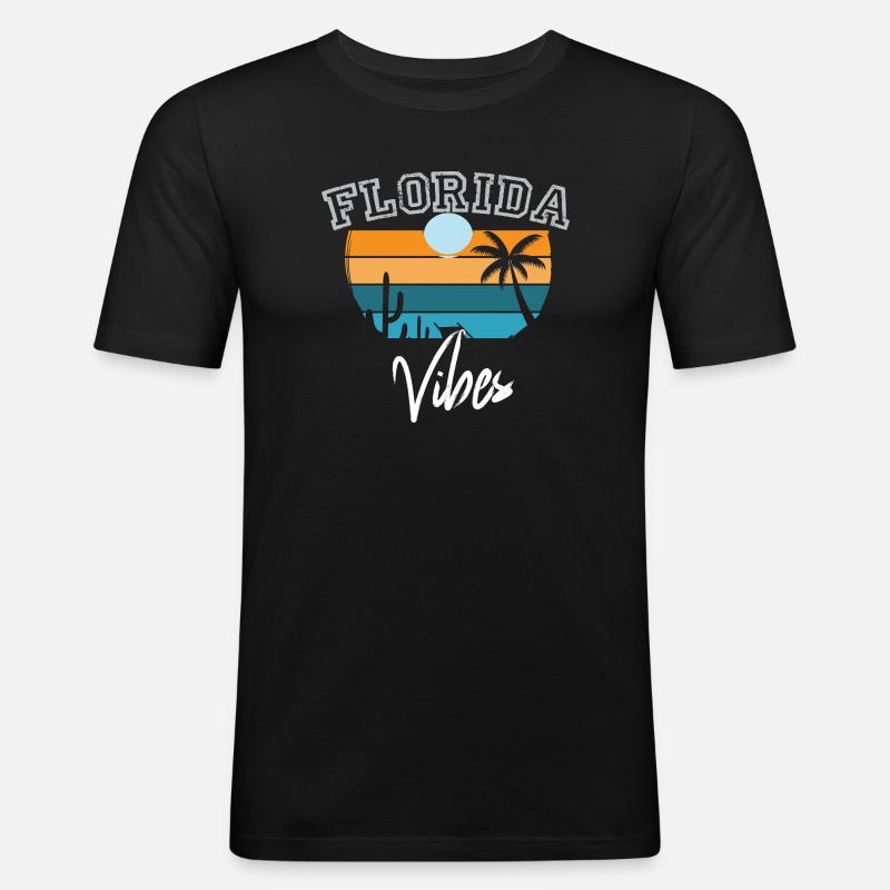 Florida Vibes Retro Florida - Männer Slim Fit T-Shirt - Schwarz