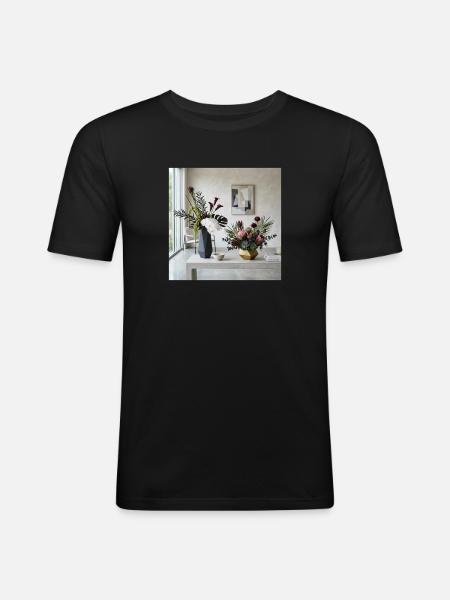 Geometric Blossoms Vases - Modern Art - Men's Slim Fit T-Shirt - black