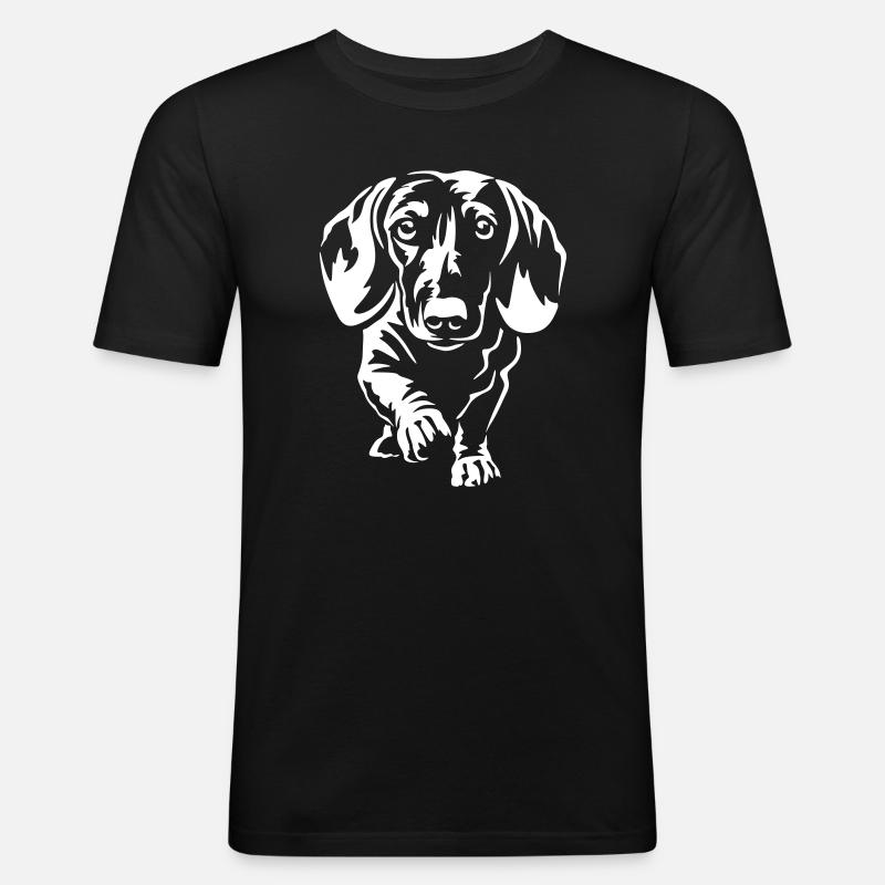 Dackel "Black Edition" - Männer Slim Fit T-Shirt - Schwarz