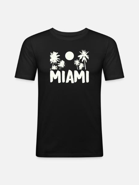 Miami Night Palm Trees - Men's Slim Fit T-Shirt - black