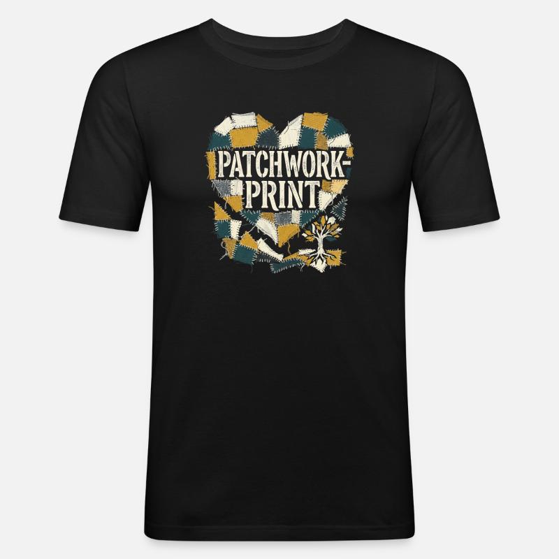 Impression patchwork - T-shirt près du corps Homme - noir