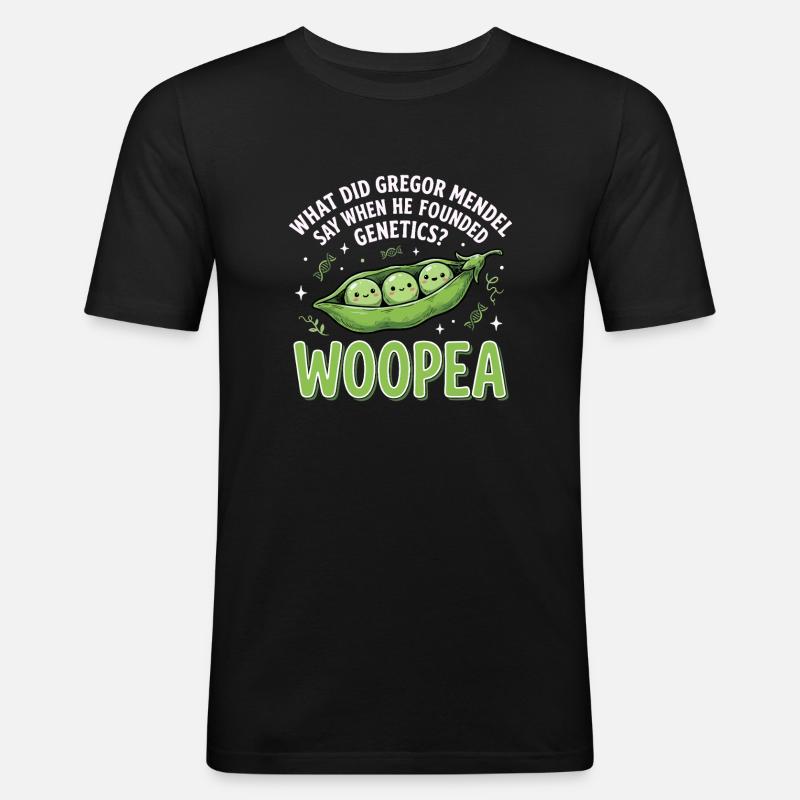 ErbsenGenetik Mendelwitz WOOPEA - Männer Slim Fit T-Shirt - Schwarz