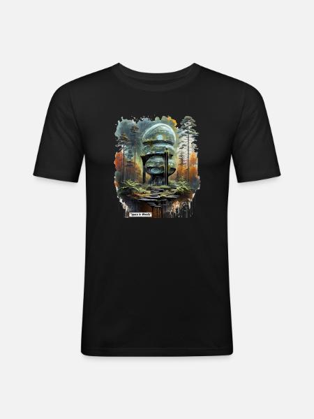 Space in Woods Dome - Men's Slim Fit T-Shirt - black
