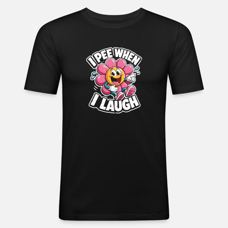 Dieween Blüten Lachdesign - Männer Slim Fit T-Shirt - Schwarz