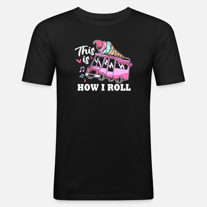 Eisdiele Eiswagen Eis Eiscreme - Männer Slim Fit T-Shirt - Schwarz