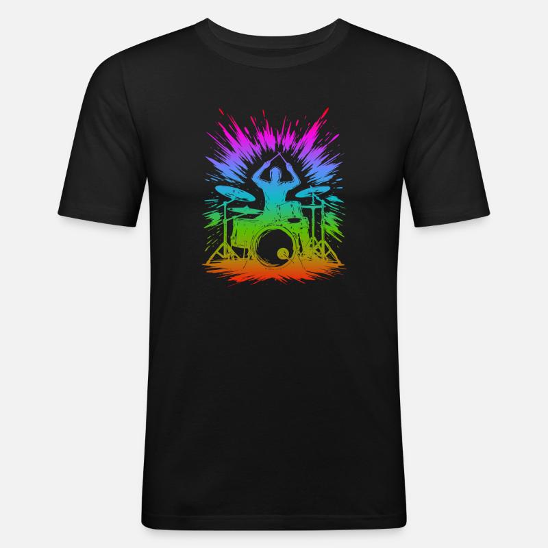 Rainbow Drum Splash - Men's Slim Fit T-Shirt - black