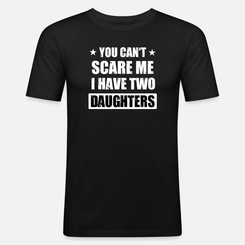 Stolzer Vater Zweier Töchter bester Ehemann - Männer Slim Fit T-Shirt - Schwarz