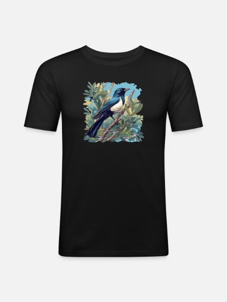 Magpies Magpie - Men's Slim Fit T-Shirt - black