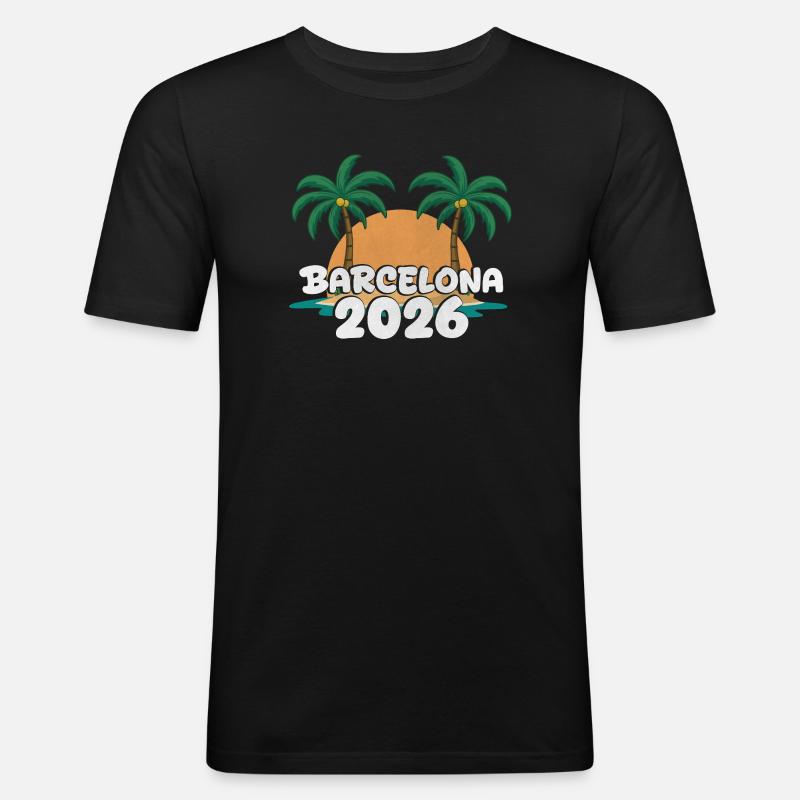 Barcelona 2026 - Männer Slim Fit T-Shirt - Schwarz