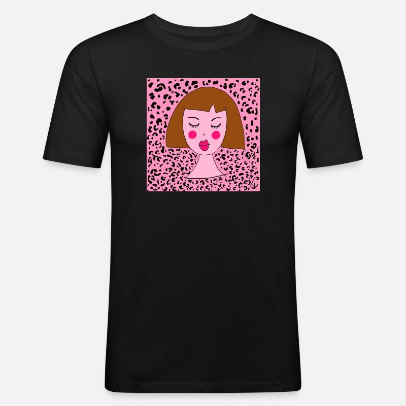 LEOPARDENMÄDCHEN - Männer Slim Fit T-Shirt - Schwarz