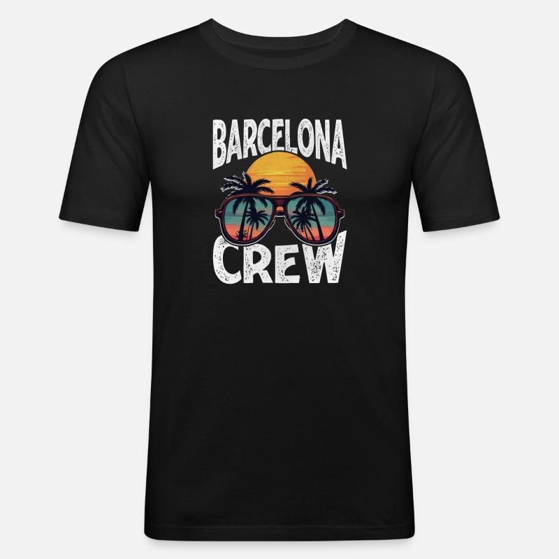 Barcelona Crew - Männer Slim Fit T-Shirt - Schwarz